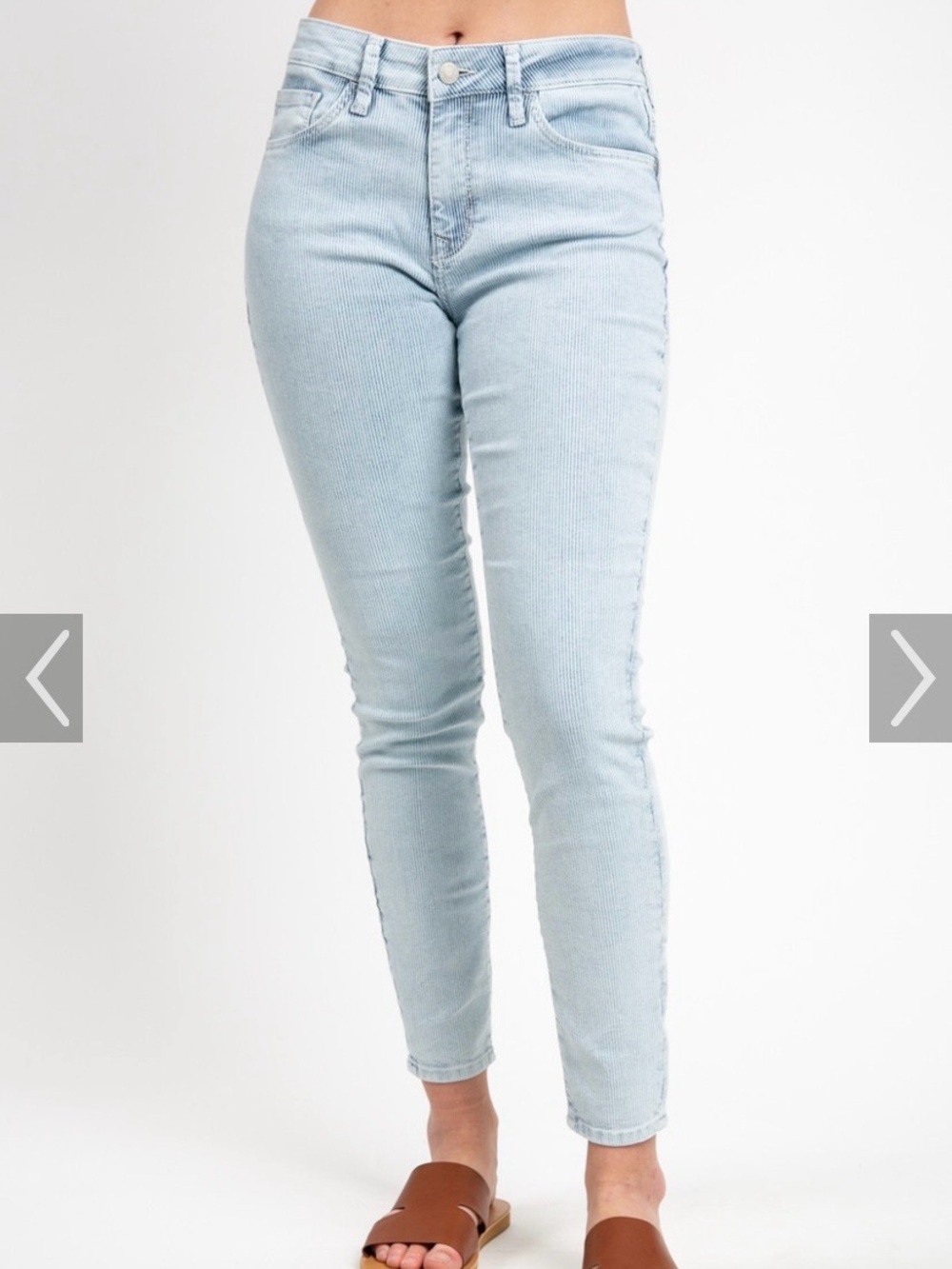 NWT Mavi Tess High Rise Skinny Ankle Jeans Light Blue Pinstripe Size 27 x 27